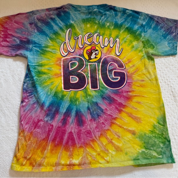 Buc-ees Dream Big Tie Dye Cotton Tee Shirt Size Medium Youth 10 12 - Picture 3 of 4